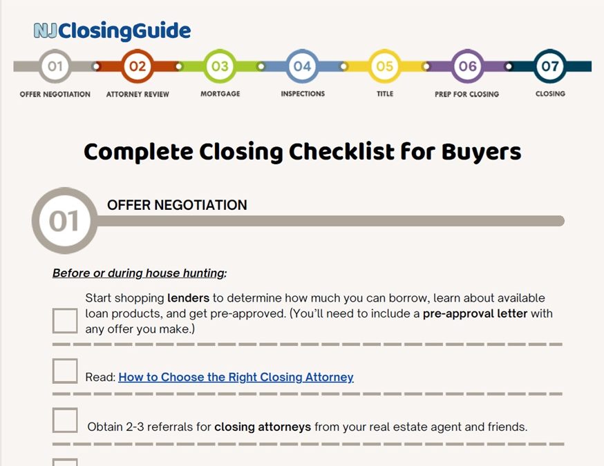 Complete Closing Checklist for NJ Buyers